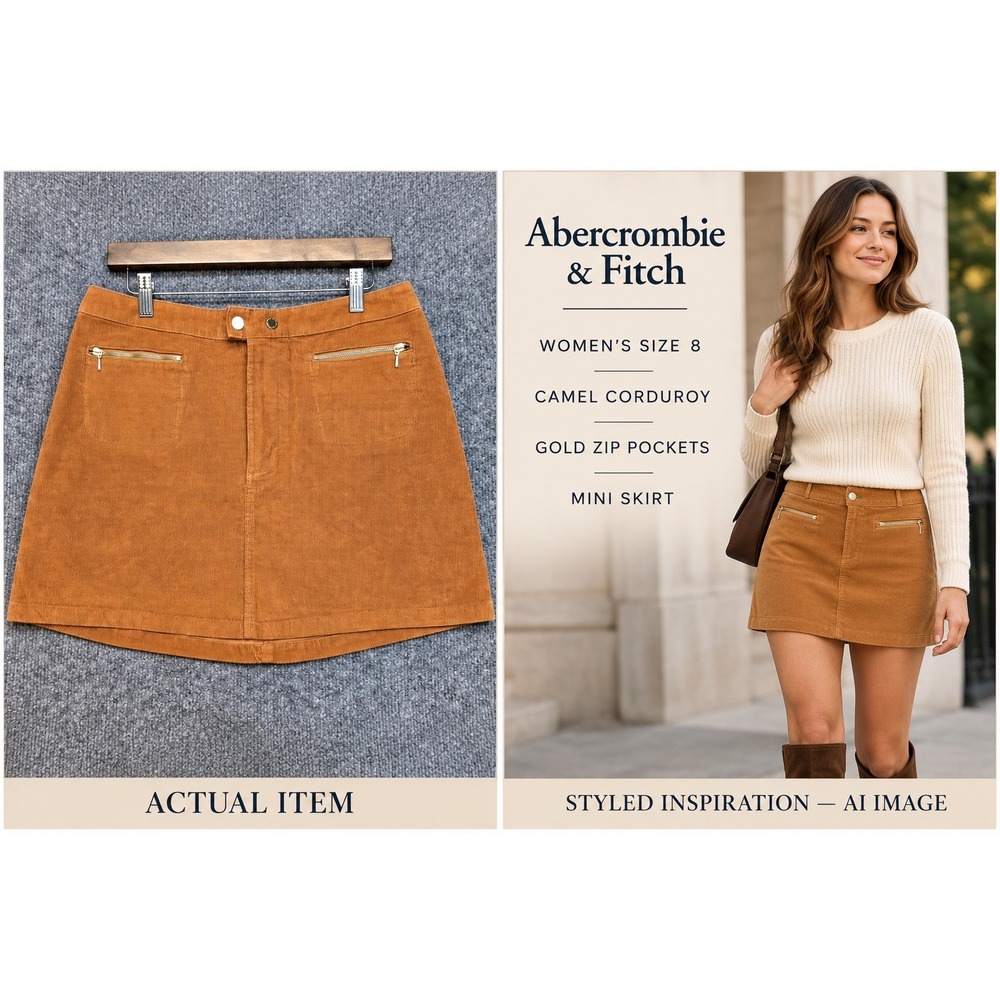Abercrombie & Fitch Women's Corduroy Mini Skirt Size 8 Rust Preppy Y2K Boho 90s